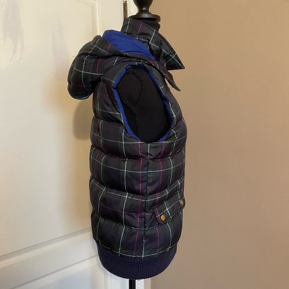 J. Crew Puffer Vest Women's Size S Quilted Stewart Tartan Plaid Pockets Full Zip - Picture 4 of 11